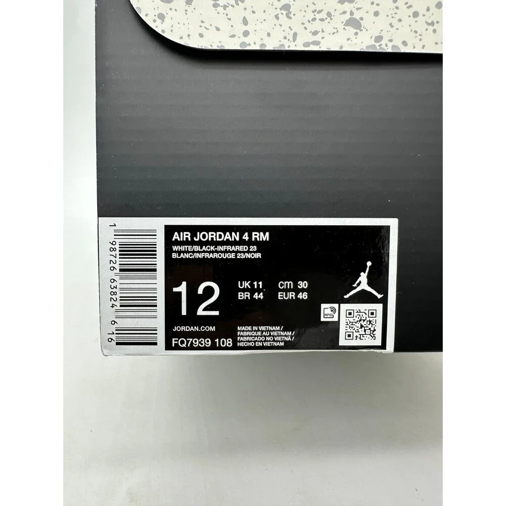 Air Jordan 4 RM Men's Size 12 White Grey Suede Athletic Shoes FQ7939 108